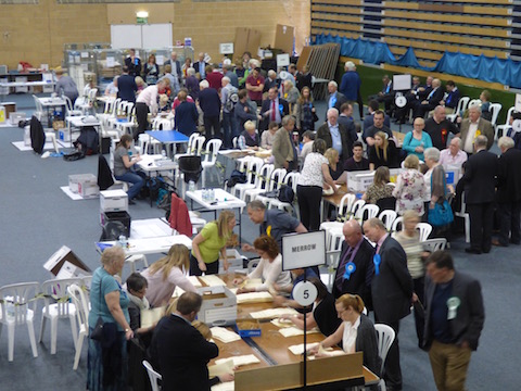 The count underway at Spectrum Sports Centre yesterday (May 8th).