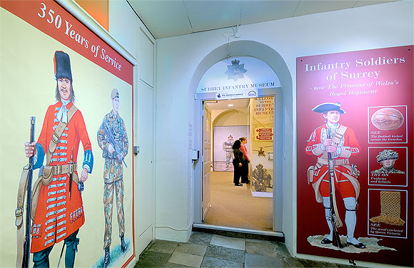 The entrance area of the Surrey Infantry Museum in the basement of Clandon House before the fire.